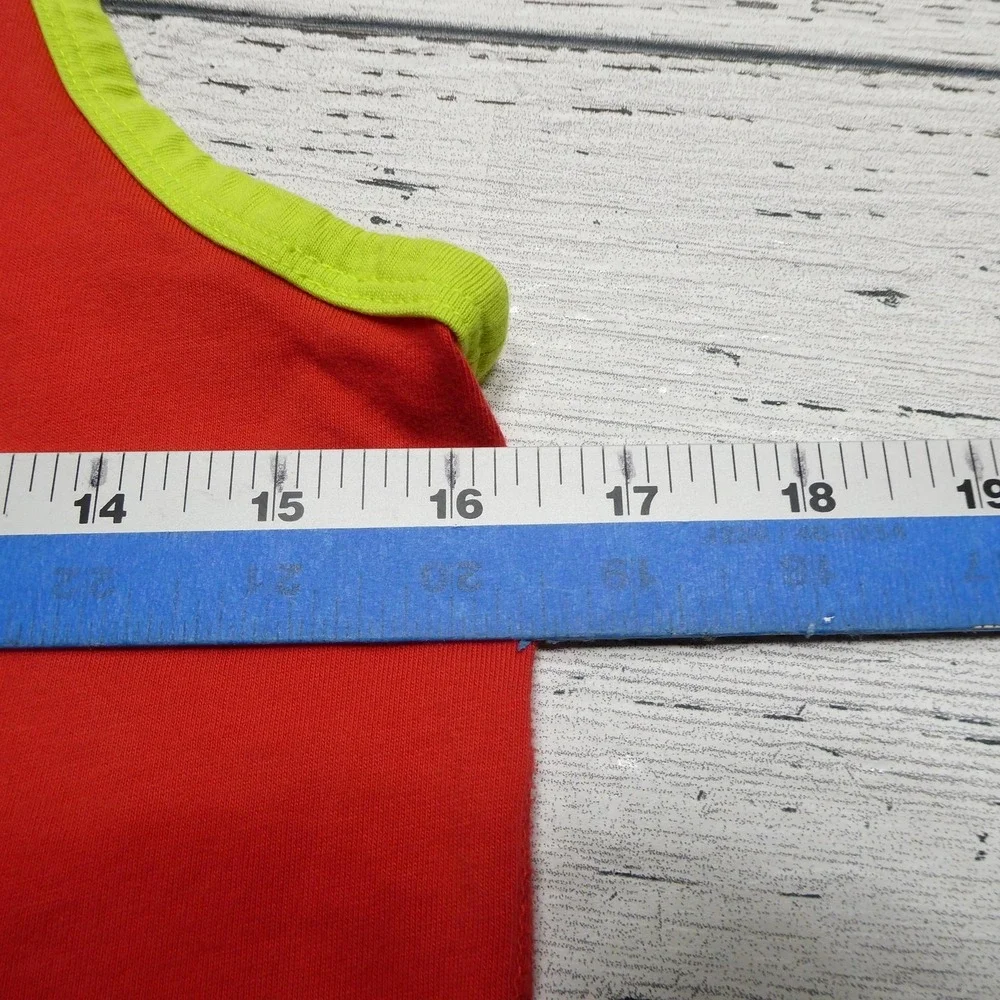 Nike Shirt Womens Large Red Volt Tank‎ Top Swoosh Graphic 100% Cotton Athletic